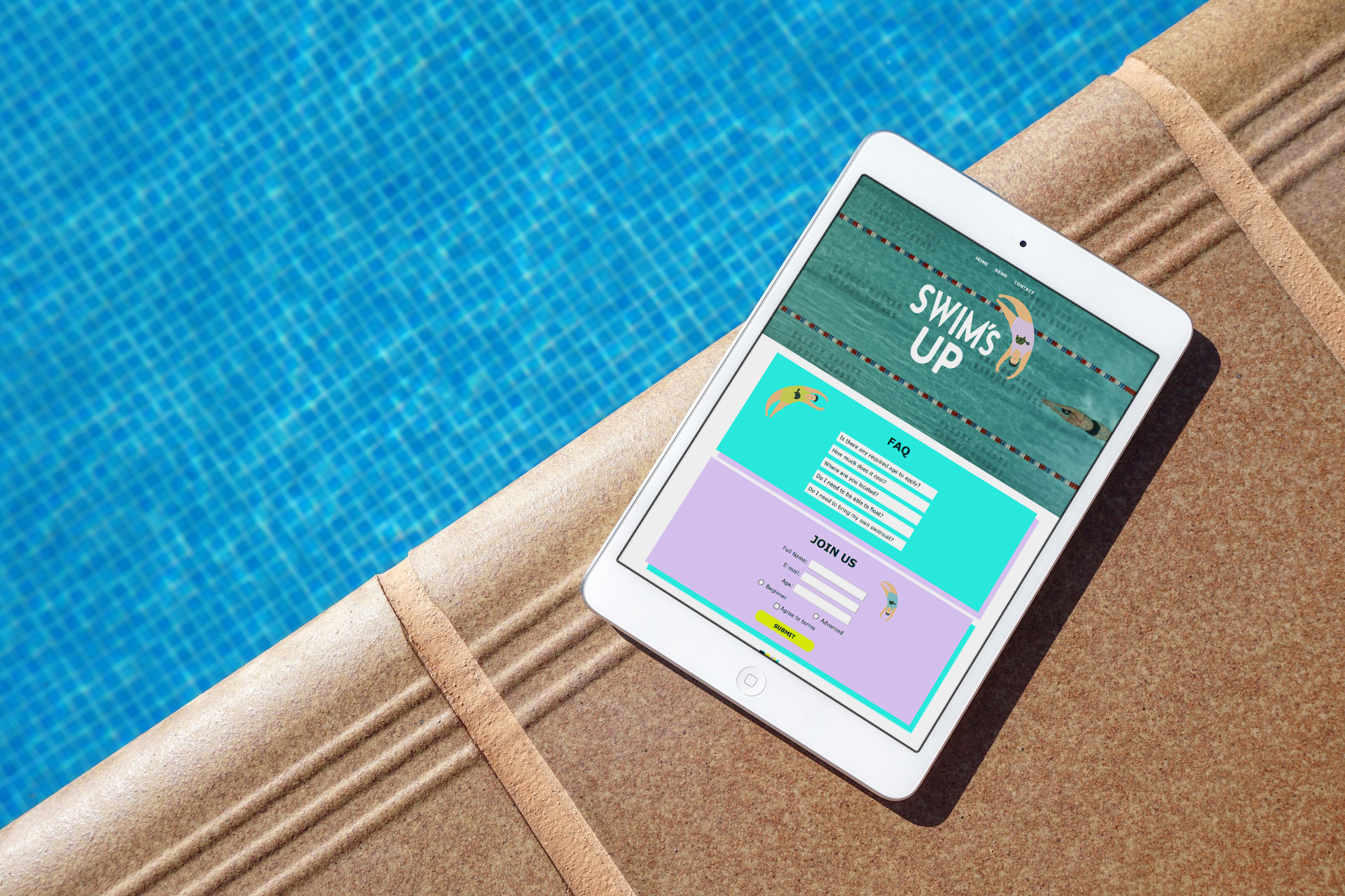 Tablet displaying the business site