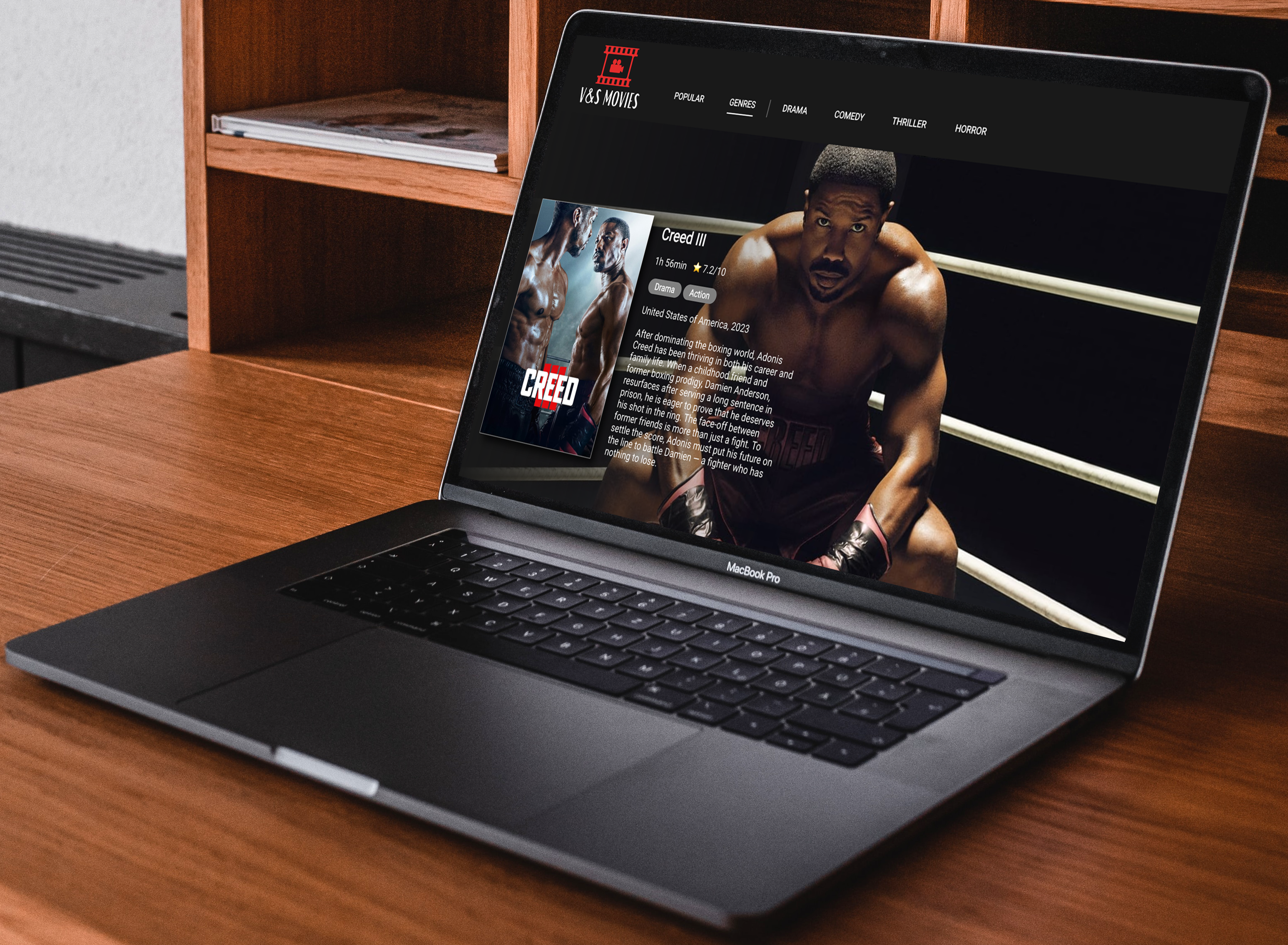 Laptop displaying Movie releases platform